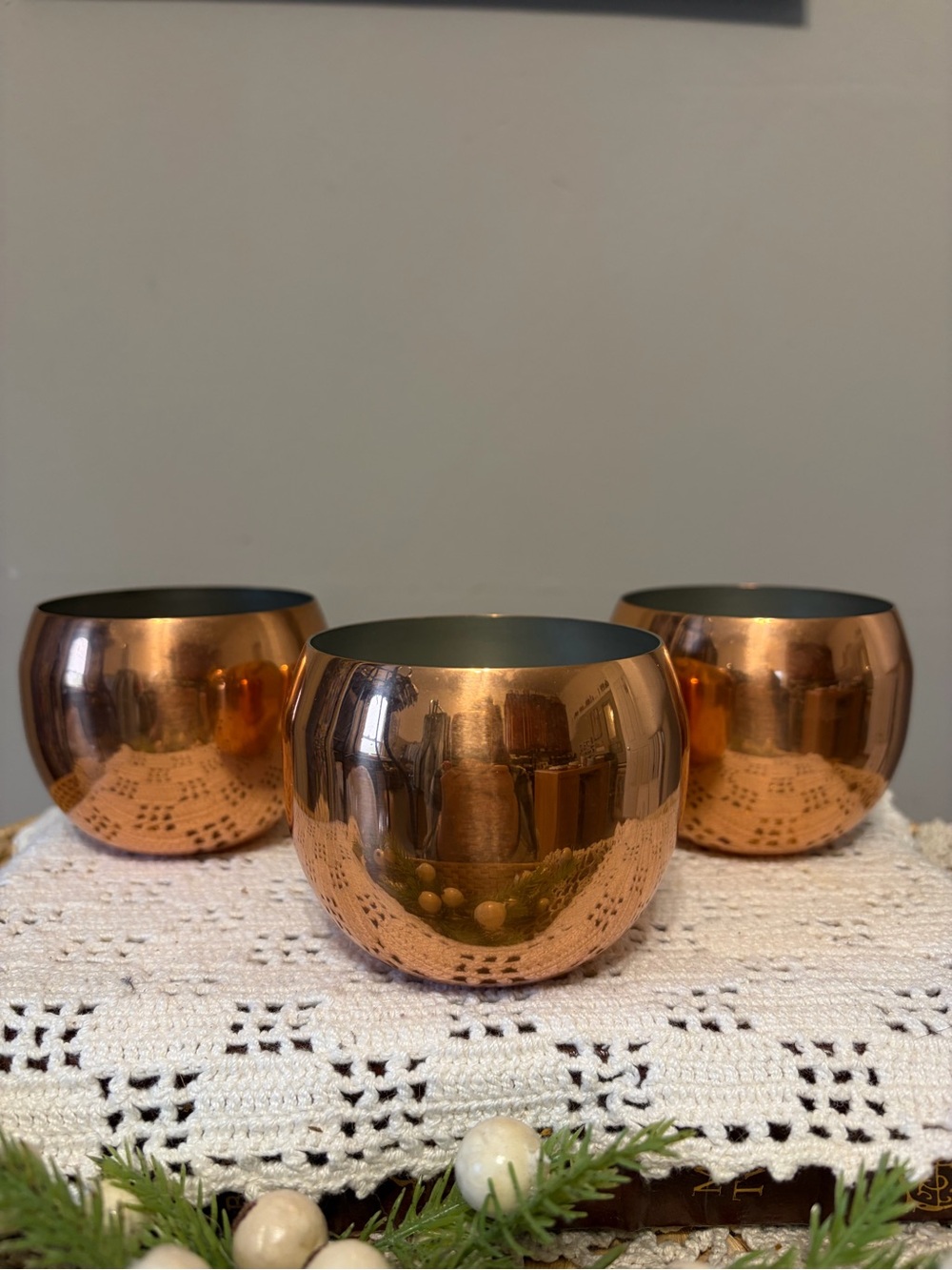 Coppercraft Guild Staunton Mass set of three Roly Poly Copper Moscow Mule Cups